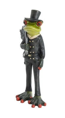 Frosch Schornsteinfeger Lurch Deko Tier Figur Skulptur König Laubfrosch Gecko - Bild 1 von 4