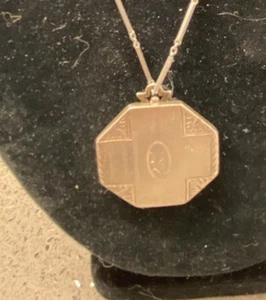 Antique Deco Sterling Silver Marked Octagonal Locket With 12” 13” Necklaces 26g - Picture 1 of 9