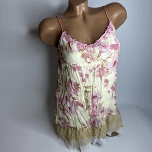 Clef de Sol Floral Ruffle Babydoll Tank Top S/M Fairycore Coquette Y2K Cottage - Picture 1 of 11