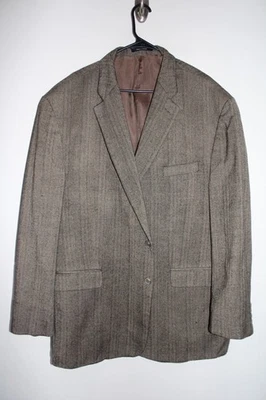 VINTAGE BROWN HERRINGBONE CHAPS RALPH LAUREN 100% WOOL TWEED SPORT COAT sz 54R - Image 1 of 4