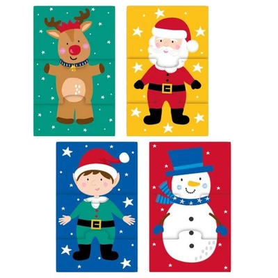 RSW INTERNATIONAL Puzzle di Natale Set di 4 Interattivi Mix and Match Riempimento Calza Bambini