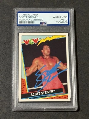 SCOTT STEINER 1992 TOPPS UK WCW SIGNED AUTOGRAPHED CARD PSA/DNA CERTIFIED - Image 1 of 2