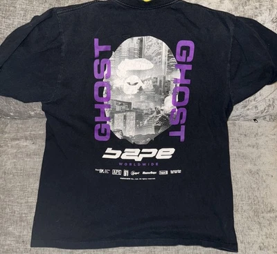 Bape A Bathing Ape Black Purple Men’s Ghost T Shirt Large - Image 1 of 4