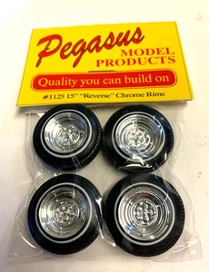 1960's 15" 1/25 Scale Pegasus Chrome Reverse Wheels Model Car 1/24 - Picture 1 of 3
