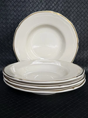 Juego de 4 cuencos con borde ancho de 9 pulgadas de China vitrificada esterlina adorno dorado pasta guisada Foto 1 de 4