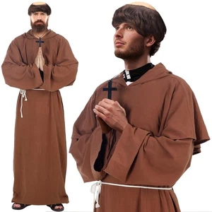 Halloween Medievale Monaco con Cappuccio Rinascimento Sacerdote Accappatoio Costume Cosplay Monaco C... - Foto 1 di 7
