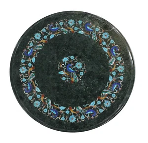 Mesa de centro de mármol verde de 24" piedra semipreciosa Pietra Dura decoración del hogar - Imagen 1 de 9