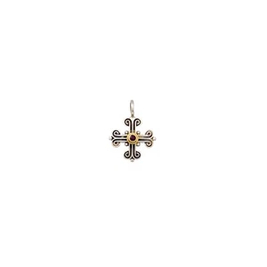 Gerochristo Byzantine Cross Pendant Solid Gold 18K & Sterling Silver with ruby - Picture 1 of 3