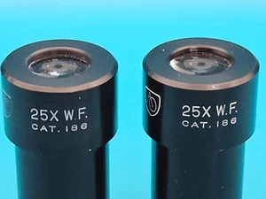 American Optical 25X Wide Field Microscope Eyepieces Cat. 186 - Picture 1 of 6