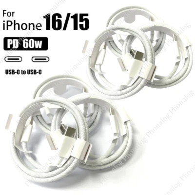 6PACK 60W USB-C to USB-C Cable Fast Charge Cord For iPhone15/Plus/16 ProMax/iPad - Image 1 of 4