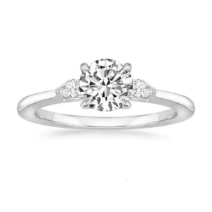 D/VS 0.50 Ct Lab Grown Round Diamond Trilogy Solitaire Engagement Ring - H To S - Picture 1 of 7