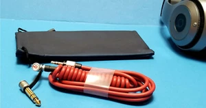 Audio Cable for Beats PRO DETOX. Coiled Cable with 3.5 & 6.5 mm Male Connector - Picture 1 of 7