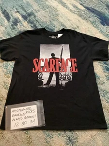 NWT Scarface Tony Montana Gun Official Movie Shirt Black Men’s Sz L FREE SHIP! - Picture 1 of 4