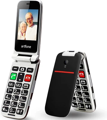 Artfone CF241 Senior Flip Mobile Phone Unlocked, Big Button Mobile Phone for SIM