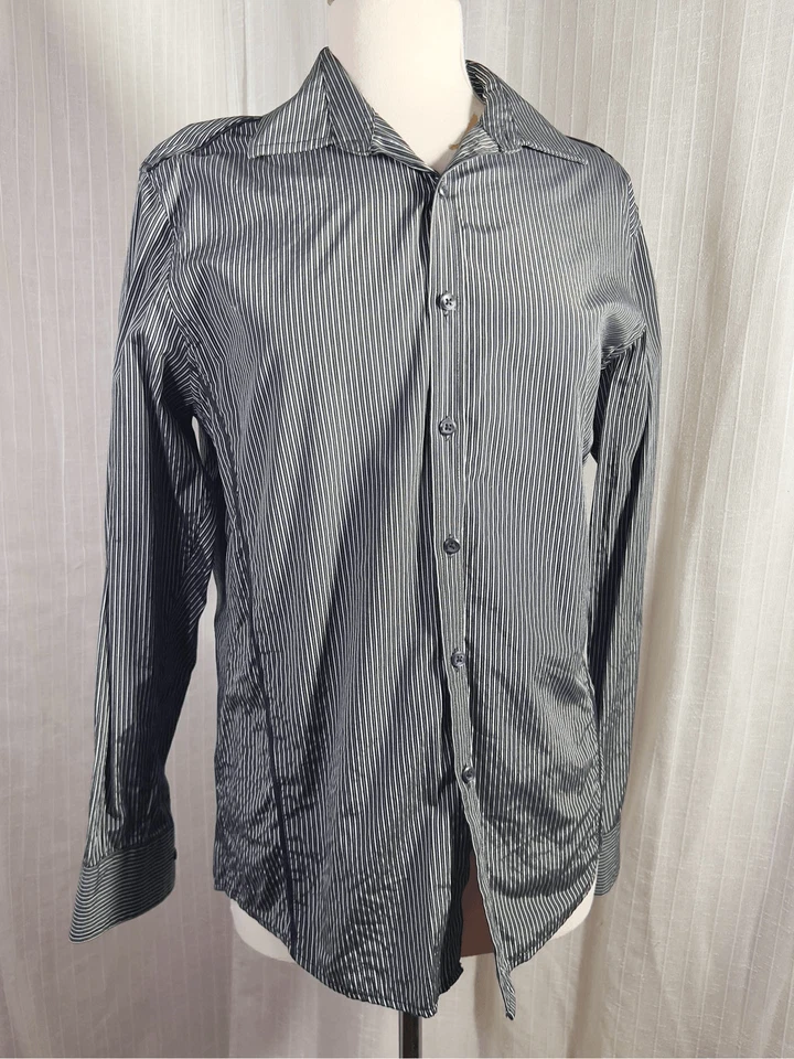 INC 男式纽扣深条纹正装衬衫 - S 码 — 第 1/4 张图片