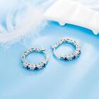 Silver Blue Crystal Hoop Earrings Jewellery Women Girls n ew Gift P9F3