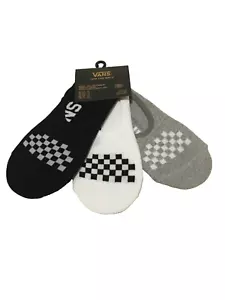 VANS Grey/White/Black No Show Sock Liners 3 Pack Women/Girls Shoe Size 6.5-10 - Picture 1 of 4