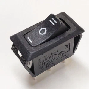 For RLEIL RL1-5 3-Pin 3 Positions 16A 250VAC T125/55 Black Button Rocker Switch - Picture 1 of 3
