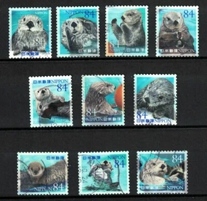JAPAN 2022 MARINE LIFE PART 6 OTTER COMP. SET OF 10 STAMP IN FINE USED CONDITION - Picture 1 of 4