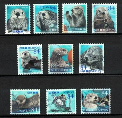 JAPAN 2022 MARINE LIFE PART 6 OTTER COMP. SET OF 10 STAMP IN FINE USED CONDITION - Image 1 of 4