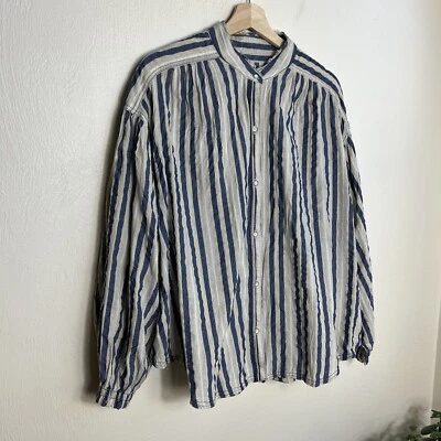 Conjunto Camisa Free People Mujer Vela Rayas Azul Rayas Talla Mediana Náutica Boho Foto 1 de 4