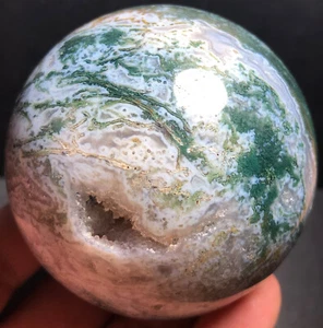 431g Moss agate Sea Jasper Crystal Ocean Jasper Quartz Geode ball sphere a268 - Picture 1 of 10