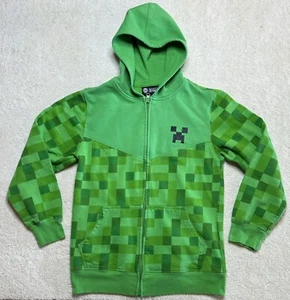Minecraft Jinx Full Zip Fleece Gamer Hoodie Sweatshirt Kids Large Green Pockets - Picture 1 of 10