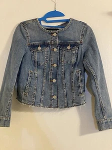 Banana Republic Women’s Size XSP Denim Jean Jacket Cropped Raw Hem XL Petite - Picture 1 of 18