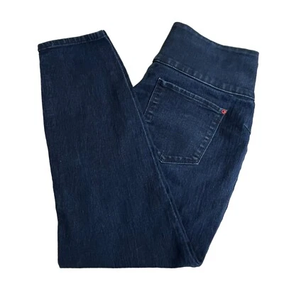 Spanx Womens Dark Wash Mid Rise Side Zip Cropped Skinny Jeans Large - Image 1 of 4