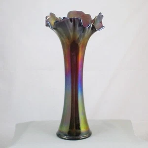 IMPERIAL FREEFOLD LILA KARNEVAL GLAS GESCHWUNGENE VASE - Bild 1 von 7