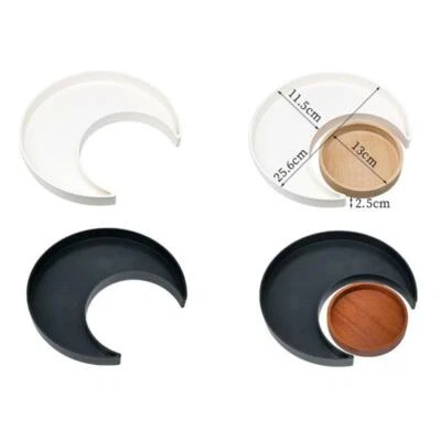 Crescent Moon Plastic Serving Tray Crystal Holder Candle Jewelry Storage Dish - Image 1 of 4