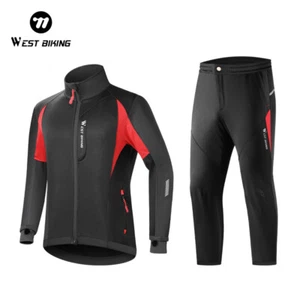 WEST BIKING Winter Cycling Suit Thermal Fleece Windproof Jacket Coat Bike Pants - Picture 1 of 22