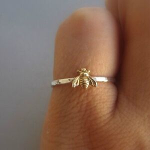 Women 18k Gold Rings Turkish Handmade Retro Bee Ring Wedding Jewelry Size 6-10