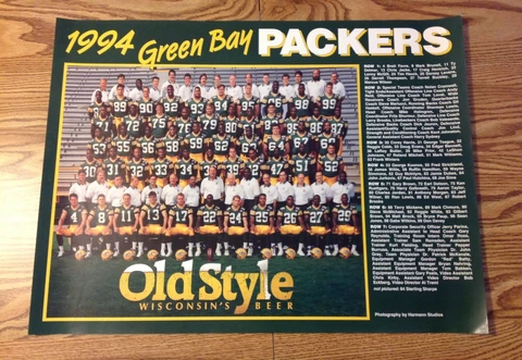 1994 Green Bay Packers Poster Old Style Beer 24x18 Team Photograph VTG NFL Cover