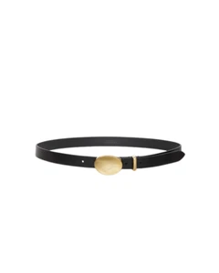ISABEL MARANT Silvana $575 Black/Gold Oval Buckle Belt New And Authentic - Picture 1 of 3