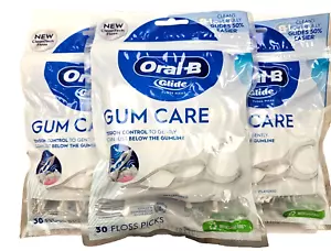 Oral-B Glide GUM CARE / Advanced Floss PICKS 30 ct ( 3 pack ) NEW LOOK! - Picture 1 of 2