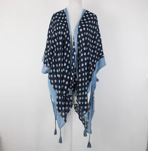 Lauren Conrad NEW $50 Sz One Size Navy Blue Pink Floral 100% Viscos Wrap Sweater - Picture 1 of 13