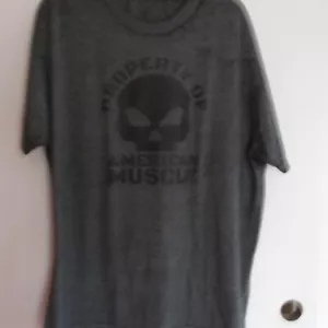 PROPERTY OF AMERICAN MUSCLE SKULL ACID WASH BLACK XL GYM T-SHIRT - Picture 1 of 1