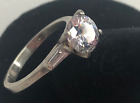 Sterling Silver Engagement Ring Round CZ Center Tapered Baguette sides 6 gr