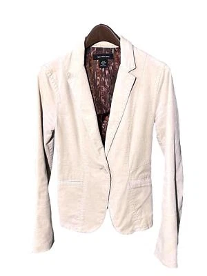 Blazer chaqueta forrada de pana CALVIN KLEIN JEANS para mujer S/P marfil algodón pin-wale Foto 1 de 4