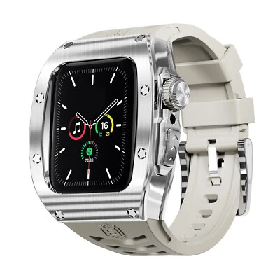 For Apple Watch Ultra2 49mm 9876 44/45mm Stainless Steel Bezel Case Rubber Band - Image 1 of 4