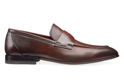 Santoni Mens Leather Penny Loafers Slip On Shoes Brown Size 12  - Made in Italy - Image 1 of 4