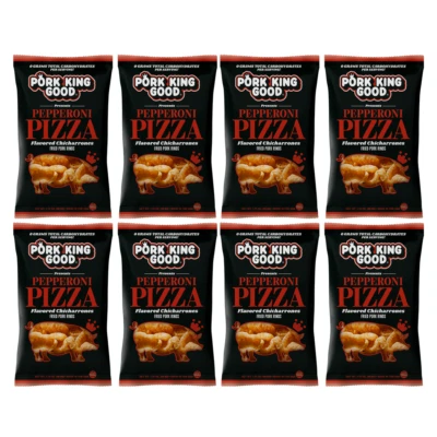 Pork King Good Pizza Flavored Pork Rinds Chicharrones 8 Pack Keto Snacks - Image 1 of 4