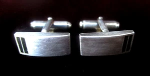 VINTAGE 2006 ENAMEL - STERLING MODERNIST CUFFLINKS BY HD - ENGLAND - Picture 1 of 4