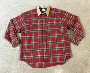 Camicia di flanella vintage Y2K GAP in velluto a coste con colletto in lana e quadri - taglia XL - Foto 1 di 4