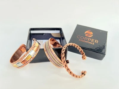 Set of 3 Magnetic Therapy Bracelets- Cuff Style with Braided & Multitone Designs - Image 1 of 4