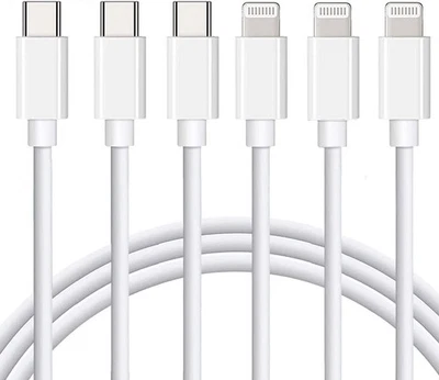 USB C to Lightning Cable 3Pack 6FT [MFi Certified] iPhone Fast Charger Cable USB - Image 1 of 4