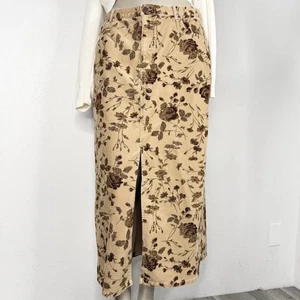 Falda midi vintage de pana floral años 90 Cottagecore Prairie Academia abertura de otoño  - Imagen 1 de 8