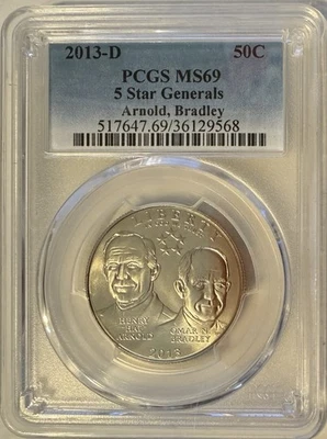 2013-D 5-Star Generals Commemorative Clad Half Dollar .50C PCGS MS 69 - Image 1 of 4