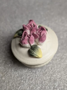 Vintage Biskuit Porzellan Rose Schmuckschatulle Miniatur 2,5" x 1,5" Made in Japan - Bild 1 von 7